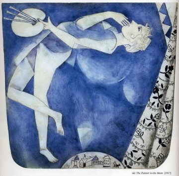 peint - Le peintre à la lune contemporain Marc Chagall